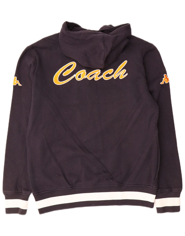 Maglione con cappuccio e zip grafica da uomo Kappa grande in cotone nero