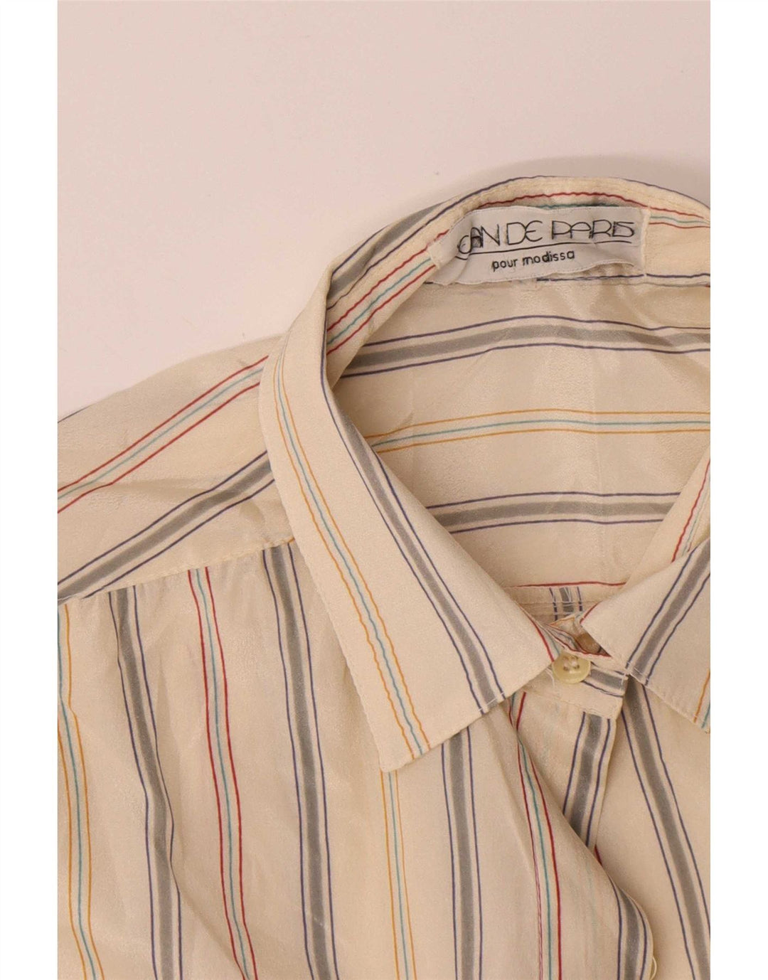 Camicetta camicia oversize da donna vintage EU 40 Poliestere a righe beige medio
