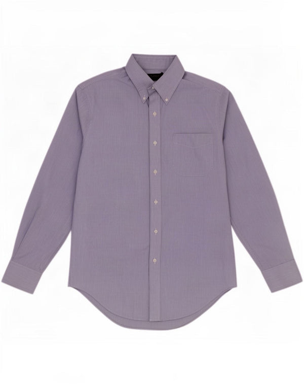Camicia da uomo Ralph Lauren vestibilità classica taglia 15 cotone gessato blu medio