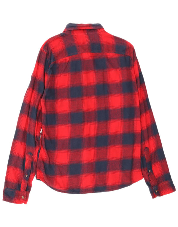 Camicia Hollister da uomo in flanella di cotone a quadri blu navy grande
