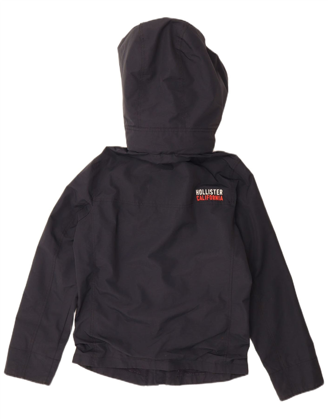Giacca antipioggia con cappuccio Hollister per ragazzi 13-14 anni taglia piccola in poliestere blu navy