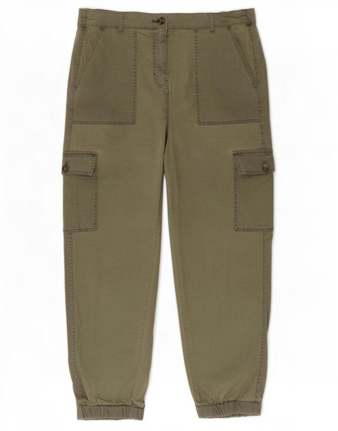 Pantaloni cargo da jogging da donna Marks & Spencer UK 12 Medium W30 L26 Cachi