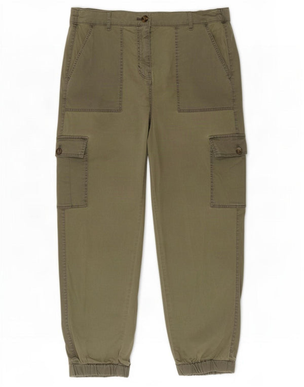 Pantaloni cargo da jogging da donna Marks & Spencer UK 12 Medium W30 L26 Cachi