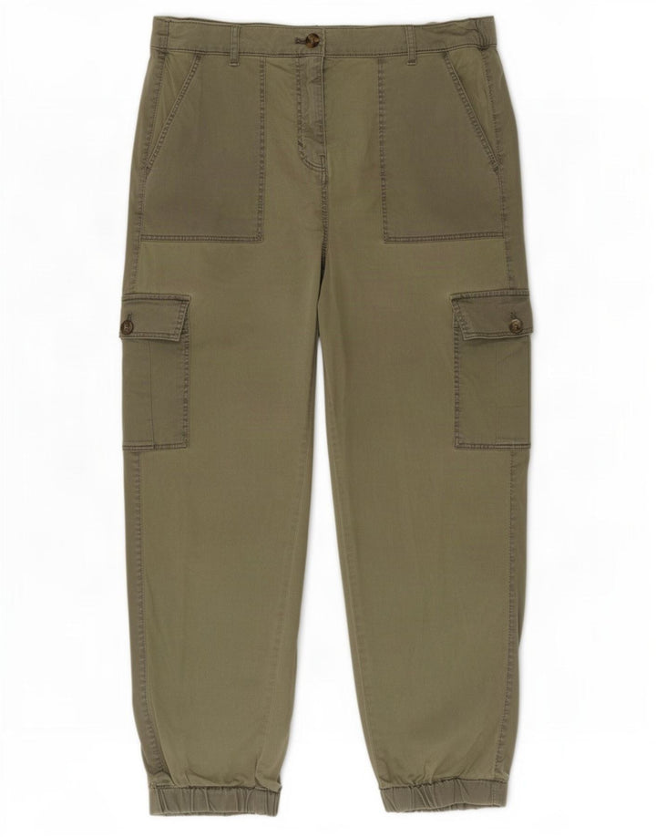 Pantaloni cargo da jogging da donna Marks & Spencer UK 12 Medium W30 L26 Cachi