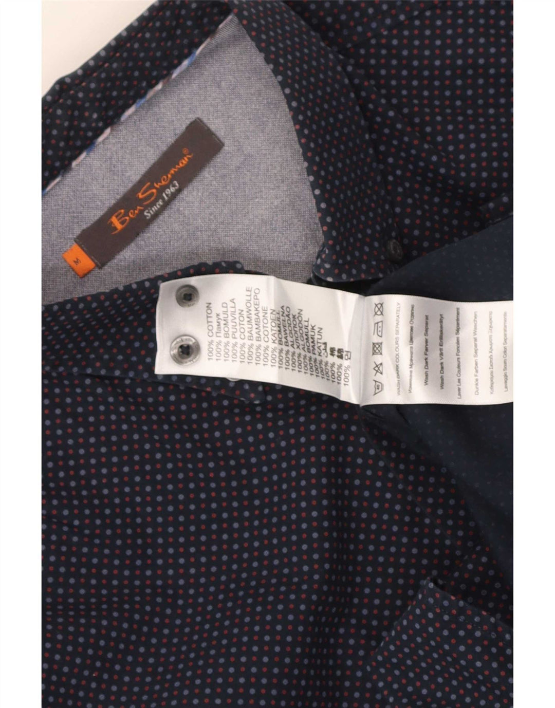 Camicia da uomo Ben Sherman in cotone maculato blu navy medio