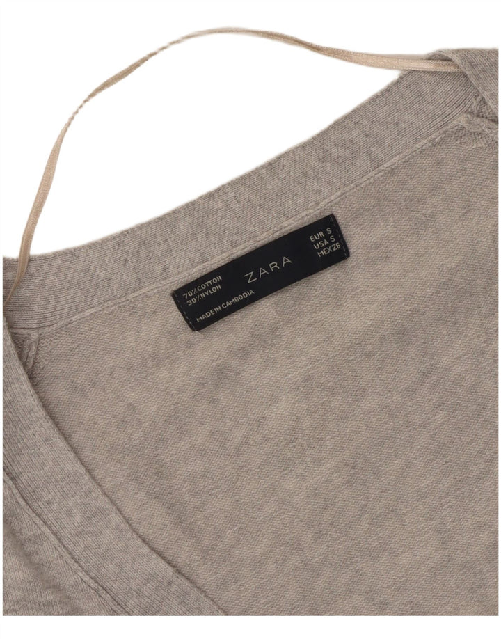 Maglione cardigan lungo da donna Zara UK 10 piccolo cotone grigio