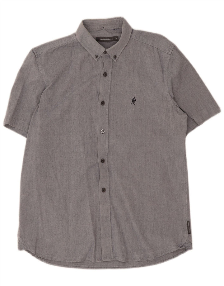 Camicia a maniche corte da uomo French Connection in cotone blu medio