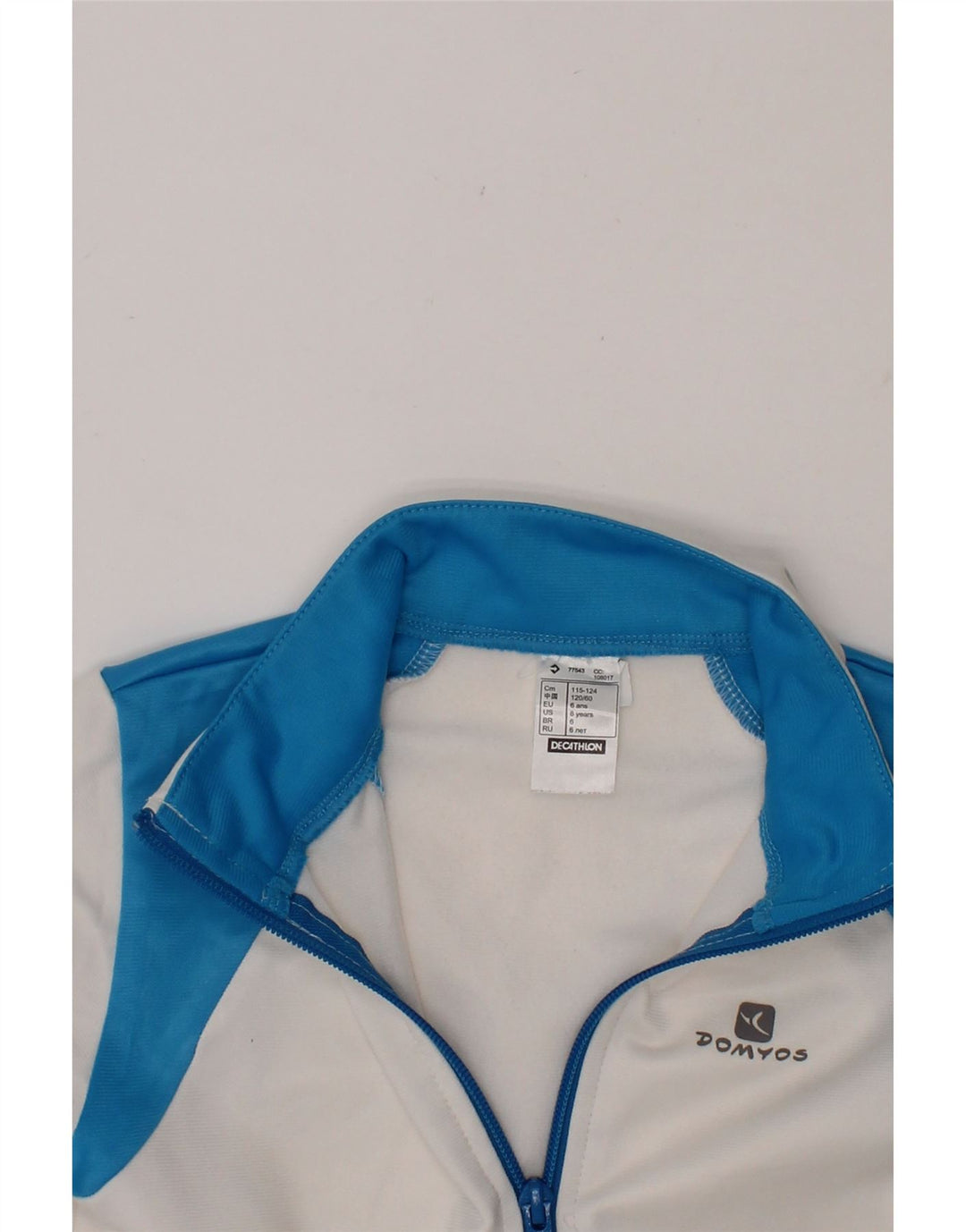 DECATHLON Boys Tracksuit Top Jacket 5-6 Years White Colourblock Polyester Vintage Decathlon and Second-Hand Decathlon from Messina Hembry 