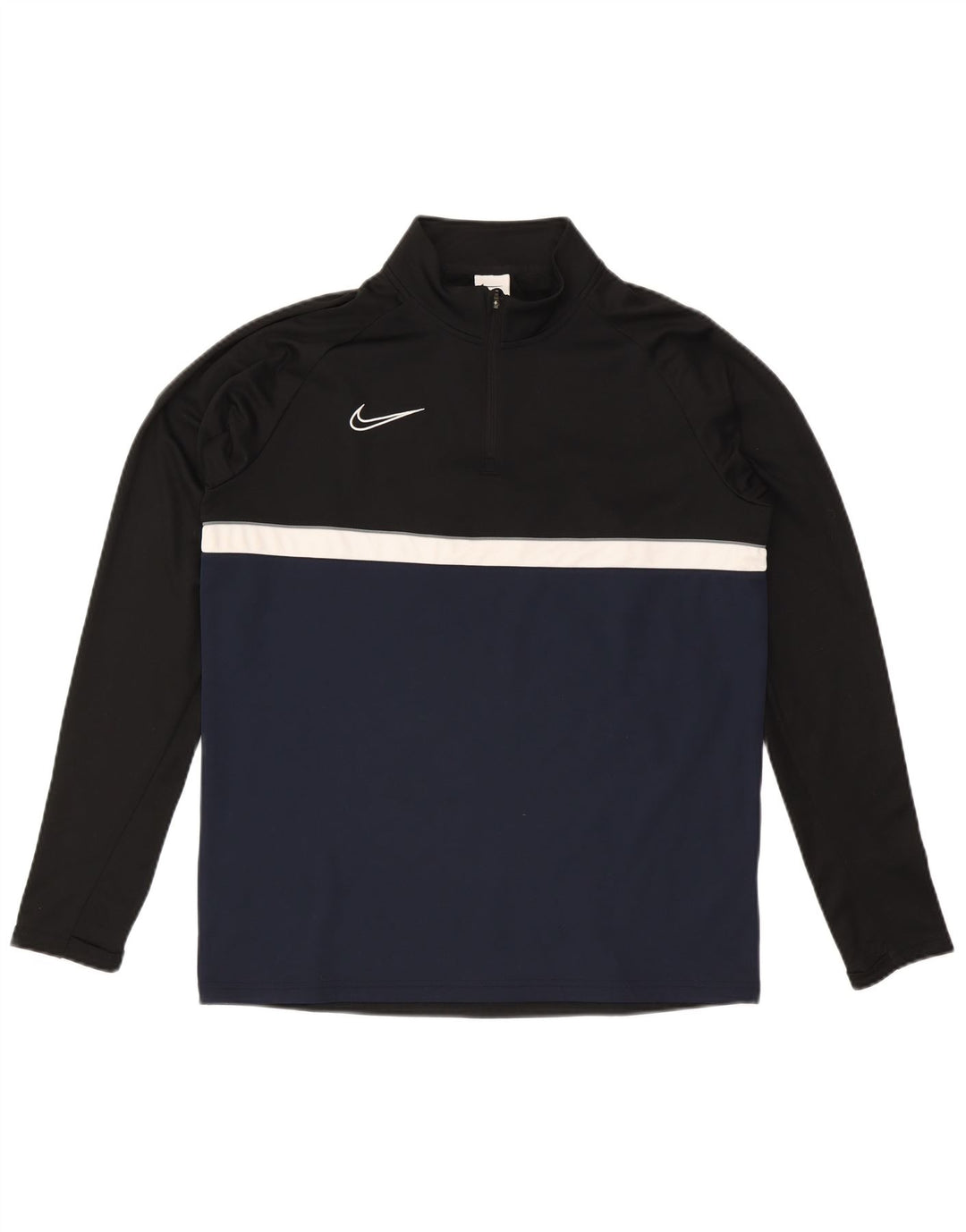 Nike Dri Fit Zip Neck Pullover Tuta da Uomo Top Large Nero Colourblock