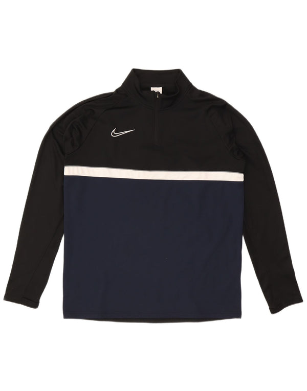Nike Dri Fit Zip Neck Pullover Tuta da Uomo Top Large Nero Colourblock