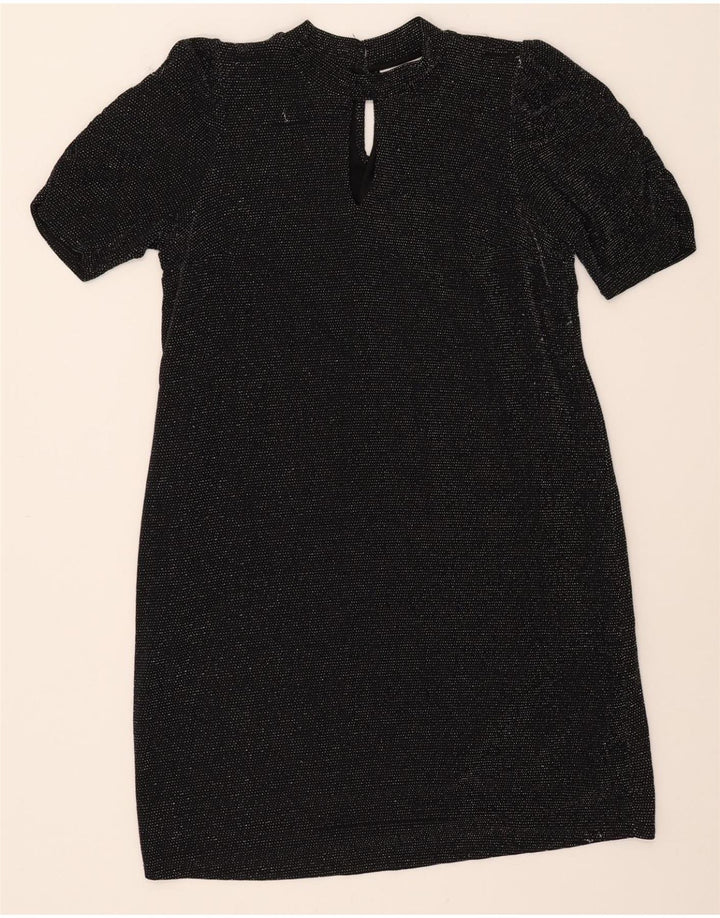 WALLIS Womens Sheath Dress UK 12 Medium  Black Flecked Polyester Vintage Wallis and Second-Hand Wallis from Messina Hembry 