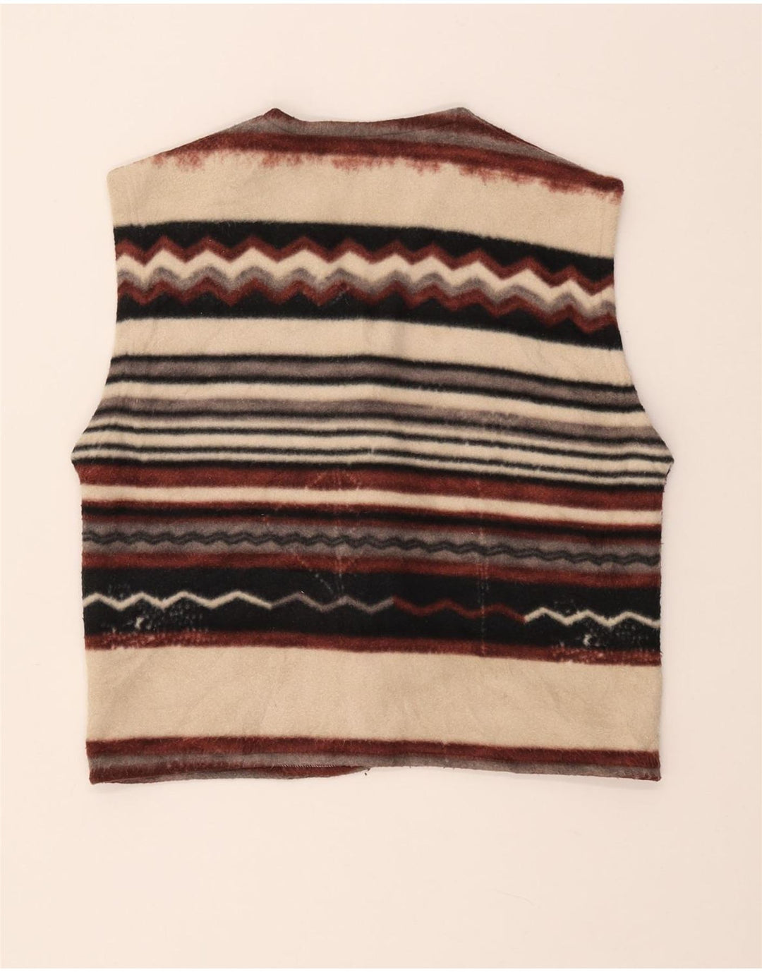 Gilet in pile da donna VINTAGE UK 14 medio a righe multicolore