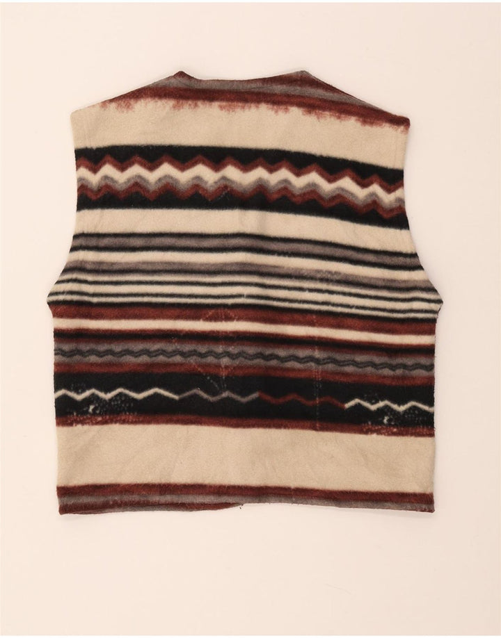 Gilet in pile da donna VINTAGE UK 14 medio a righe multicolore