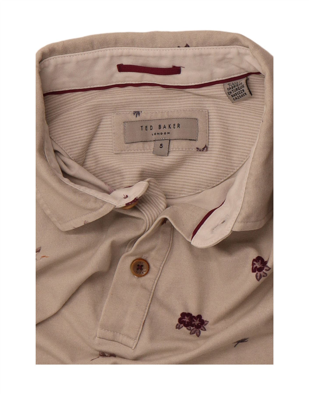 TED BAKER Mens Polo Shirt Size 5 XL Grey Floral Cotton