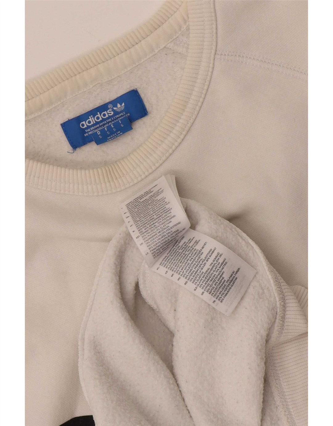Felpa con grafica Adidas da uomo, piccola, in cotone bianco