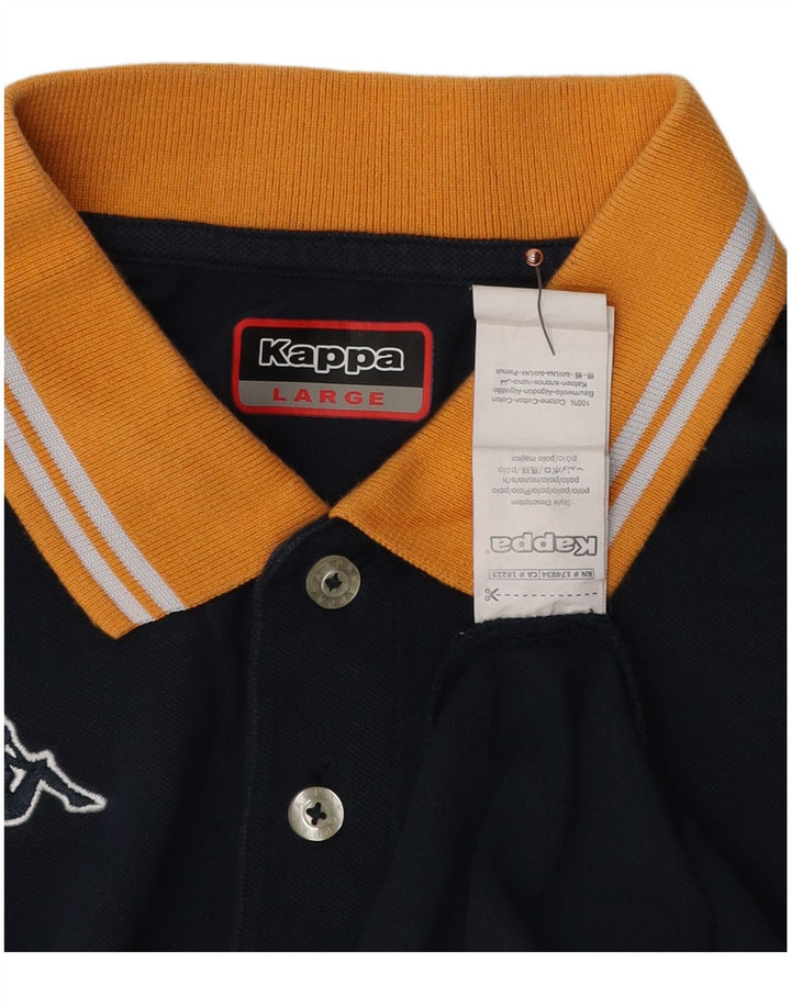 Polo Kappa da uomo grande in cotone color block blu navy