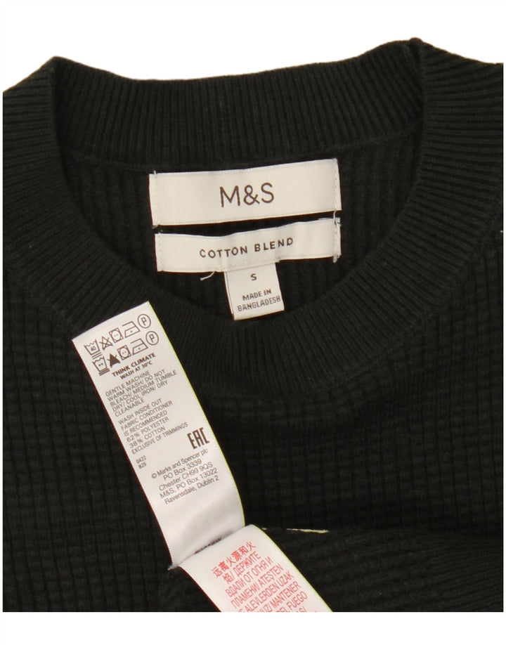 Maglione maglione girocollo da uomo Marks & Spencer piccolo poliestere kaki