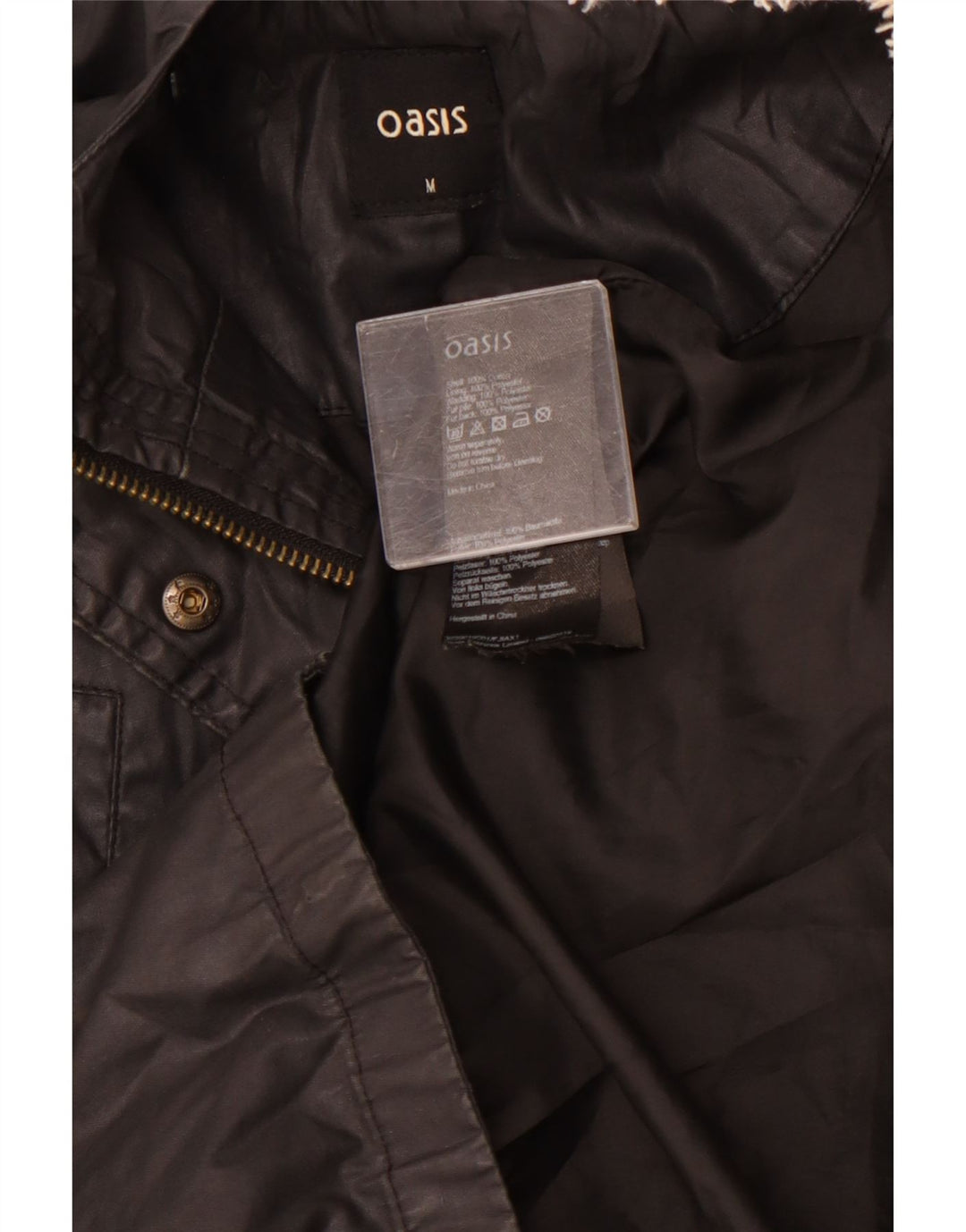 Giacca Parka con cappuccio da donna OASIS UK 14 cotone nero medio