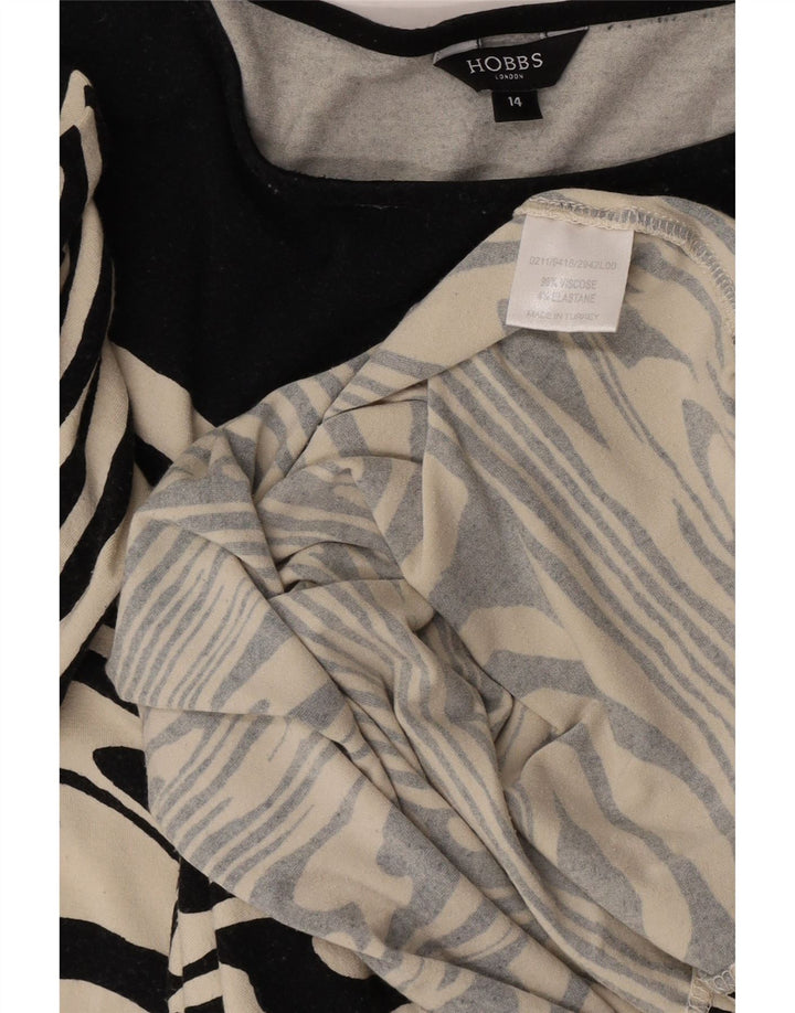 Abito a trapezio da donna Hobbs UK 14 viscosa con stampa animalier bianco sporco medio