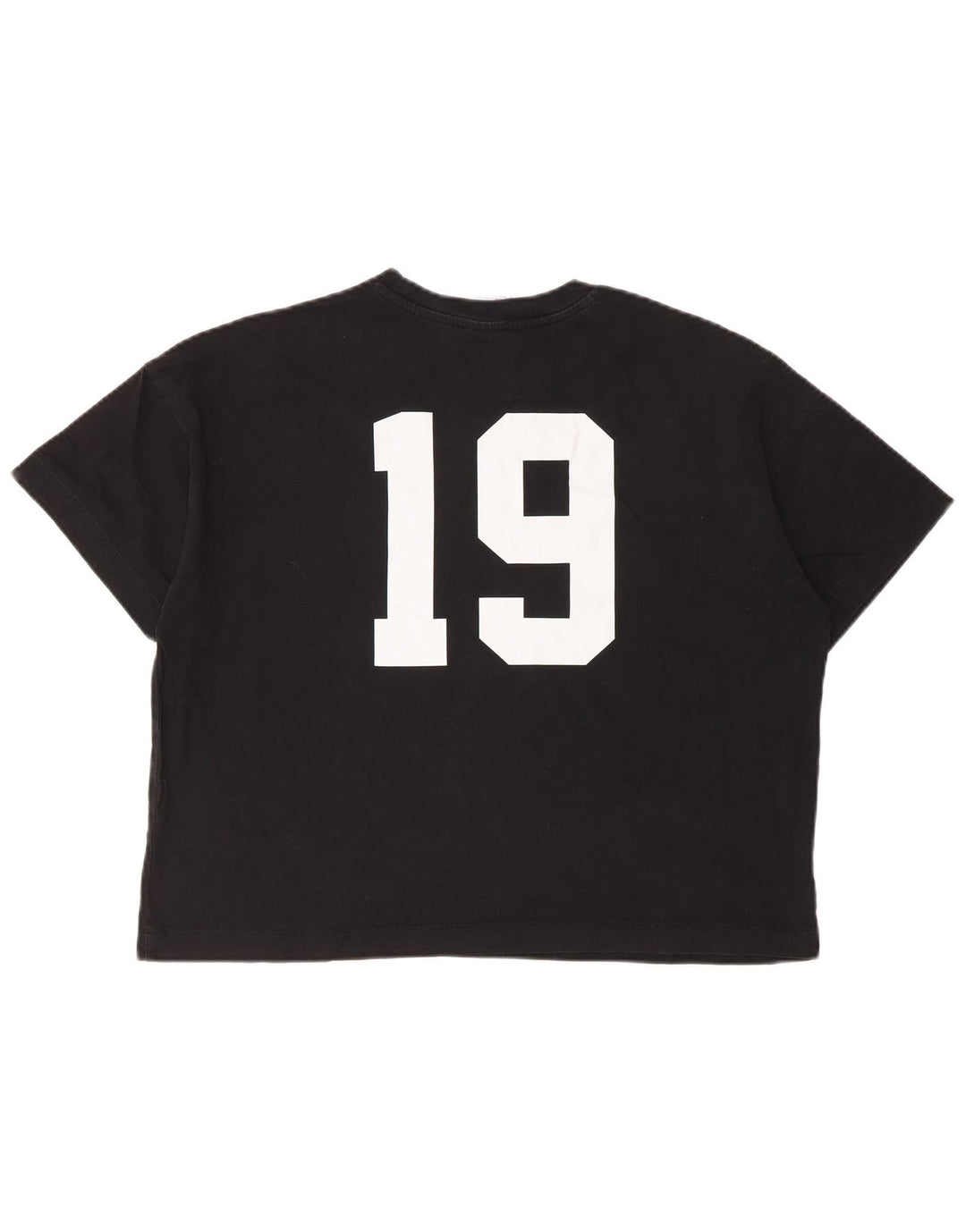 CHAMPION T-shirt grafica oversize corta da donna Top UK 10 Small Nera