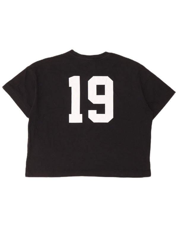 CHAMPION T-shirt grafica oversize corta da donna Top UK 10 Small Nera