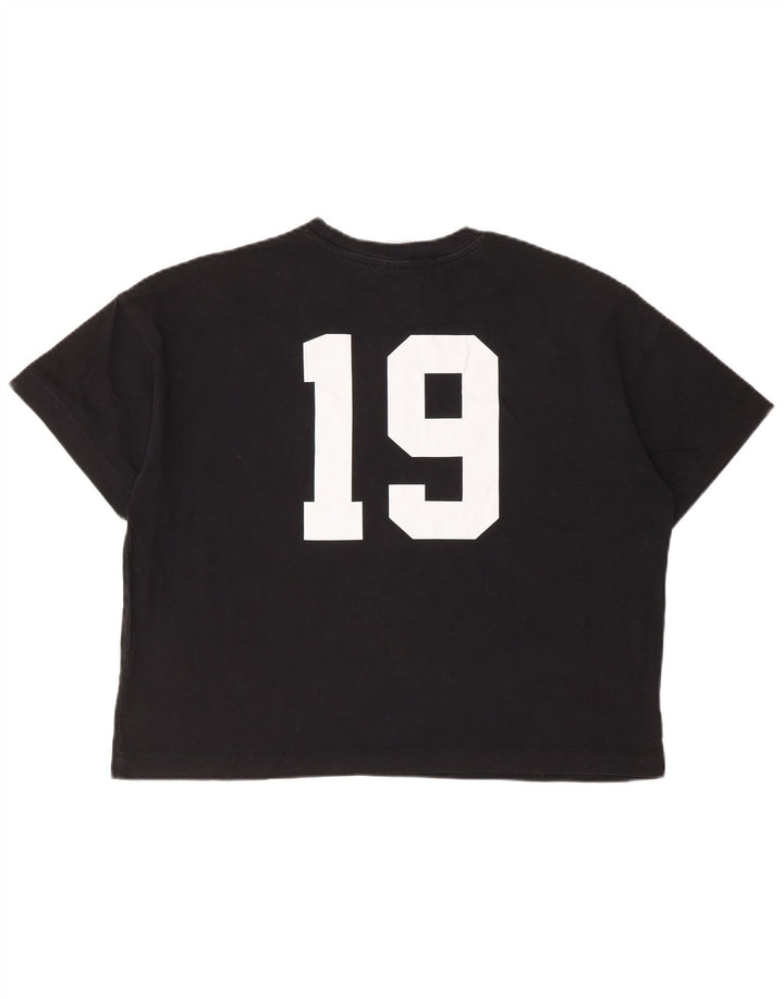 CHAMPION T-shirt grafica oversize corta da donna Top UK 10 Small Nera