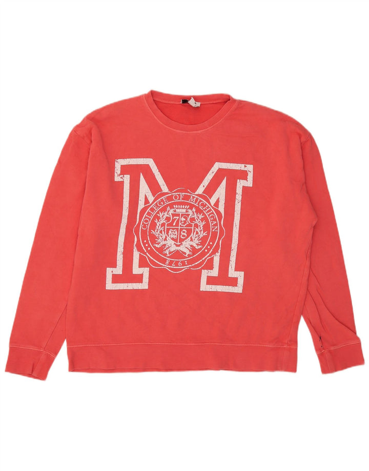 Topshop Felpa oversize con grafica da donna Maglione UK 14 Cotone rosa medio