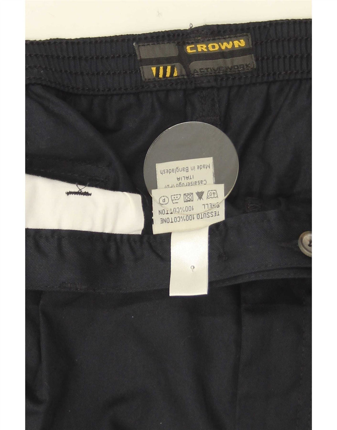 Pantaloncini chino con ancoraggio da uomo Crown W36 grandi in cotone blu navy