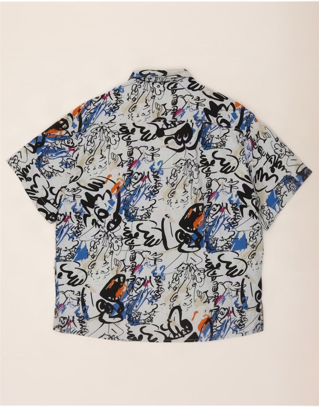 Camicia a maniche corte da uomo con motivo astratto Element Small in viscosa blu