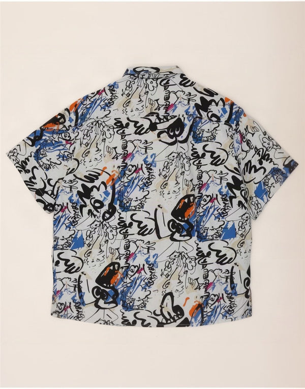Camicia a maniche corte da uomo con motivo astratto Element Small in viscosa blu