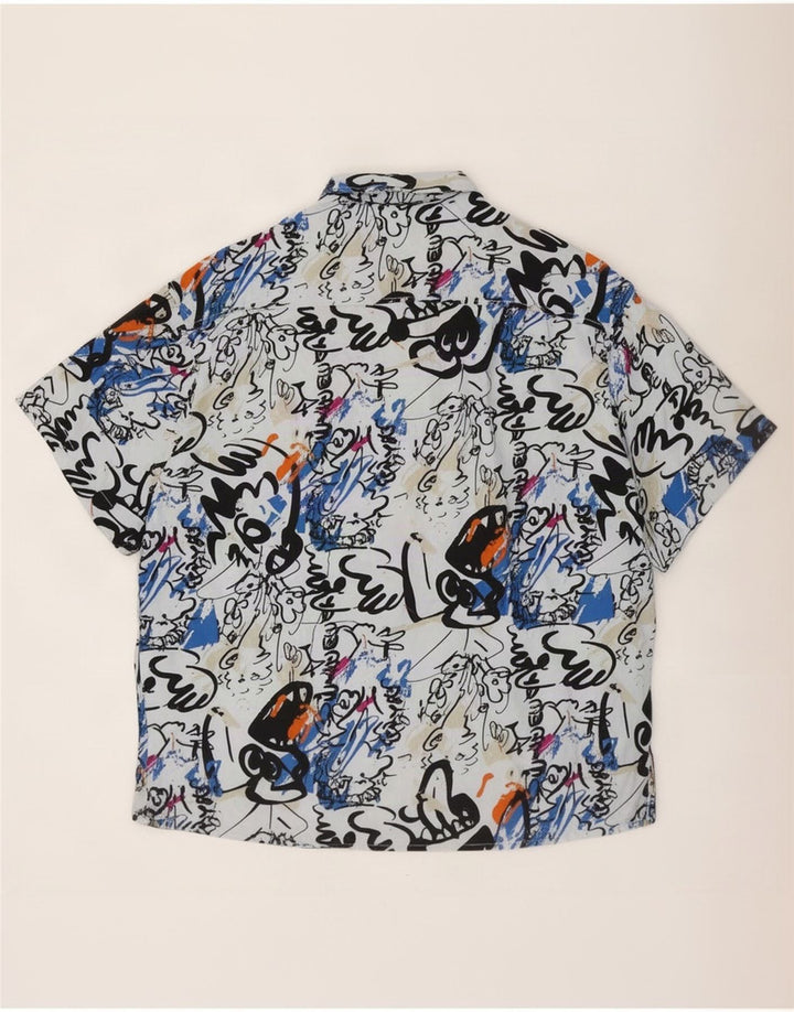 Camicia a maniche corte da uomo con motivo astratto Element Small in viscosa blu