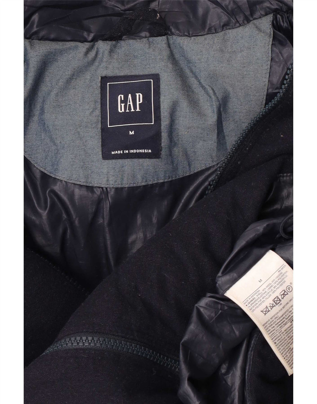 Giacca imbottita con cappuccio da donna Gap UK 14 media lana blu navy