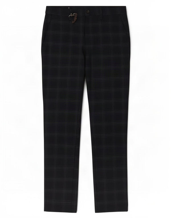 Pantaloni chino slim da uomo Zara EU 38 Small W30 L29 Poliestere a quadri blu navy