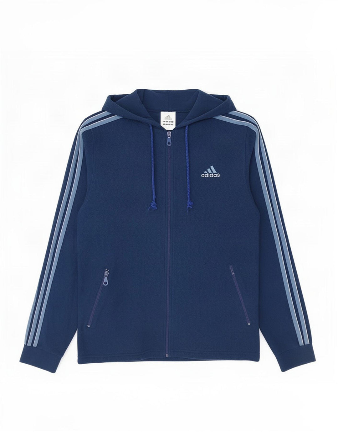 Giacca in pile con cappuccio da uomo Adidas UK 34/36 Small Poliestere blu navy