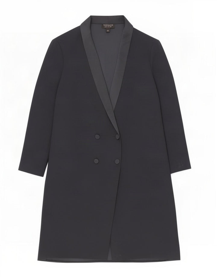Giacca blazer doppiopetto lunga da donna Topshop UK 10 piccola blu navy