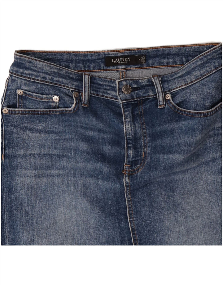Gonna in denim da donna RALPH LAUREN US 8 Medium W30 Poliestere blu