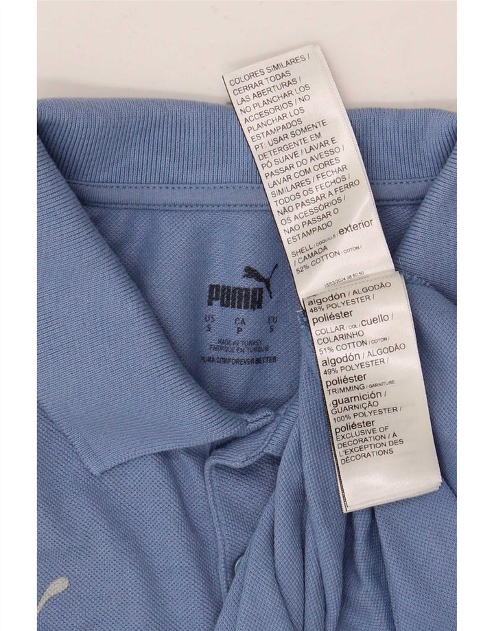 Polo Puma da uomo a maniche corte, vestibilità regolare, piccola, in cotone blu