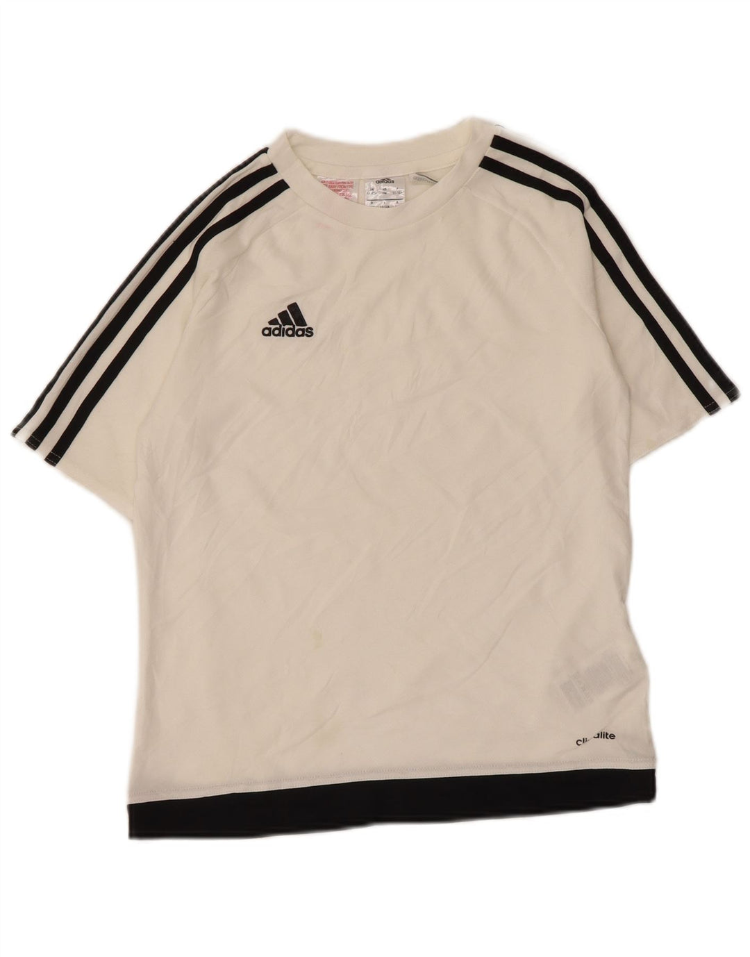 Maglietta Adidas Climalite da ragazzo, 11-12 anni, in poliestere color block bianco