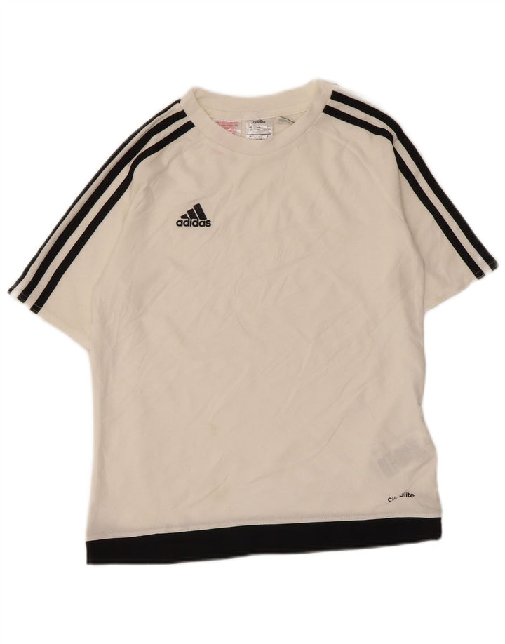 Maglietta Adidas Climalite da ragazzo, 11-12 anni, in poliestere color block bianco