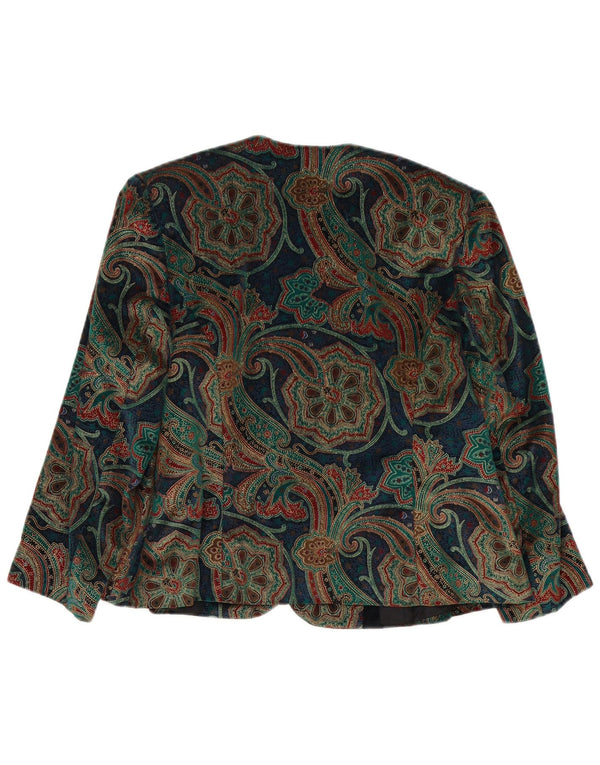 Giacca blazer vintage da donna con maniche a 3/4 UK 14 Paisley medio multicolore