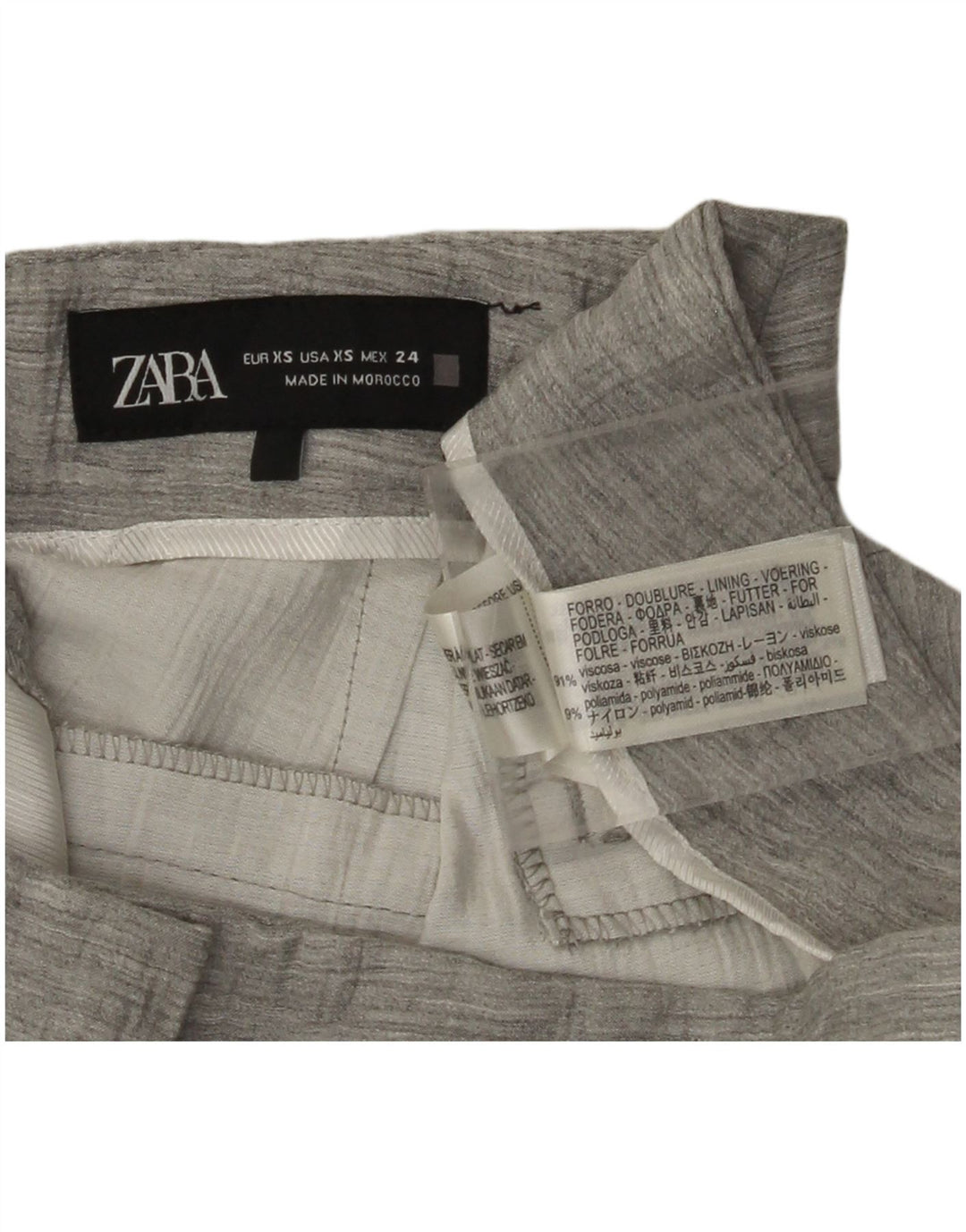 Pantaloni chino dritti da donna ZARA XS W27 L32 viscosa grigia