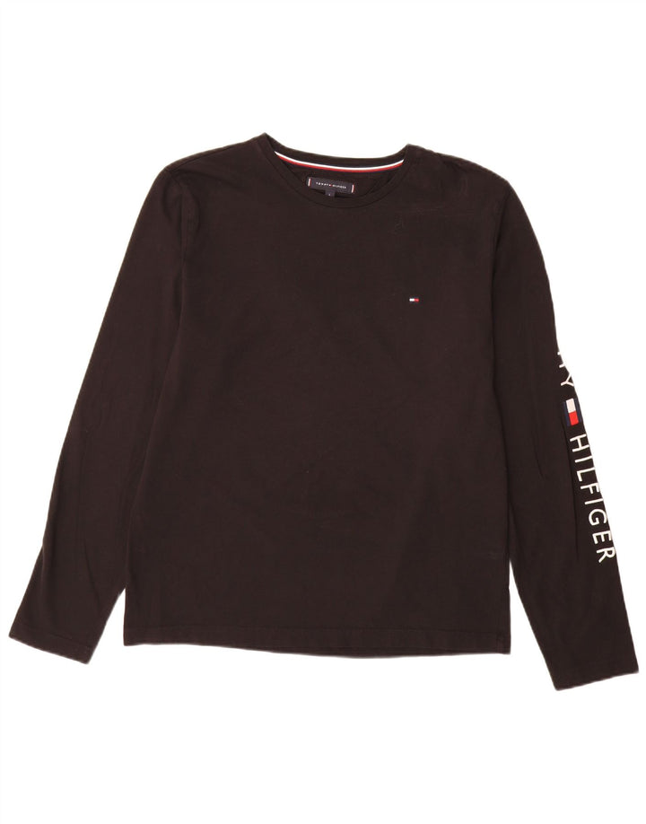 Tommy Hilfiger Uomo Graphic Top Manica Lunga Grande Cotone Nero