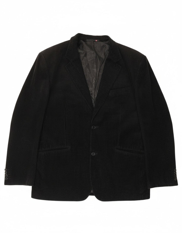 4 YOU Mens 2 Button Corduroy Blazer Jacket EU 50 Large Navy Blue Cotton