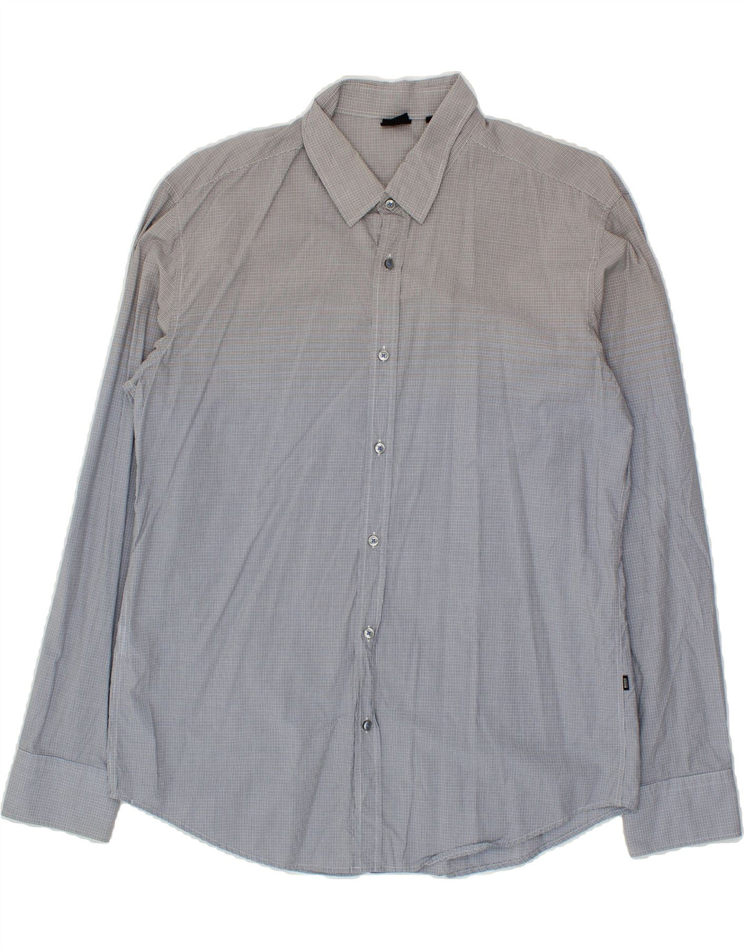 HUGO BOSS Mens Slim Fit Shirt XL Grey Check Cotton Vintage Hugo Boss and Second-Hand Hugo Boss from Messina Hembry 
