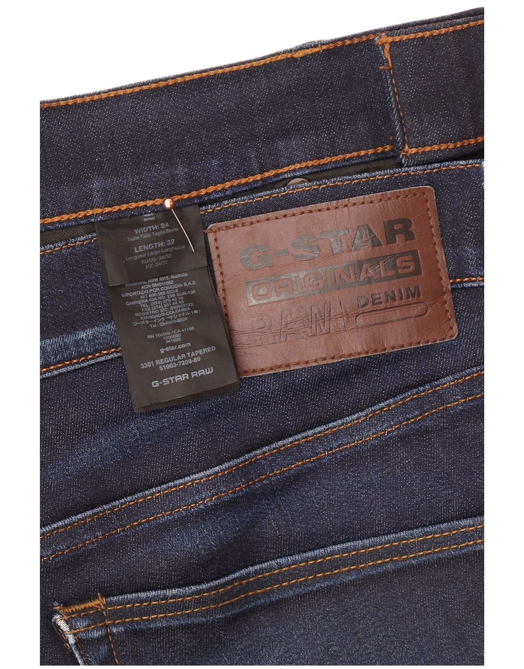G-STAR Jeans affusolati regolari 3301 da uomo W34 L32 in cotone blu navy
