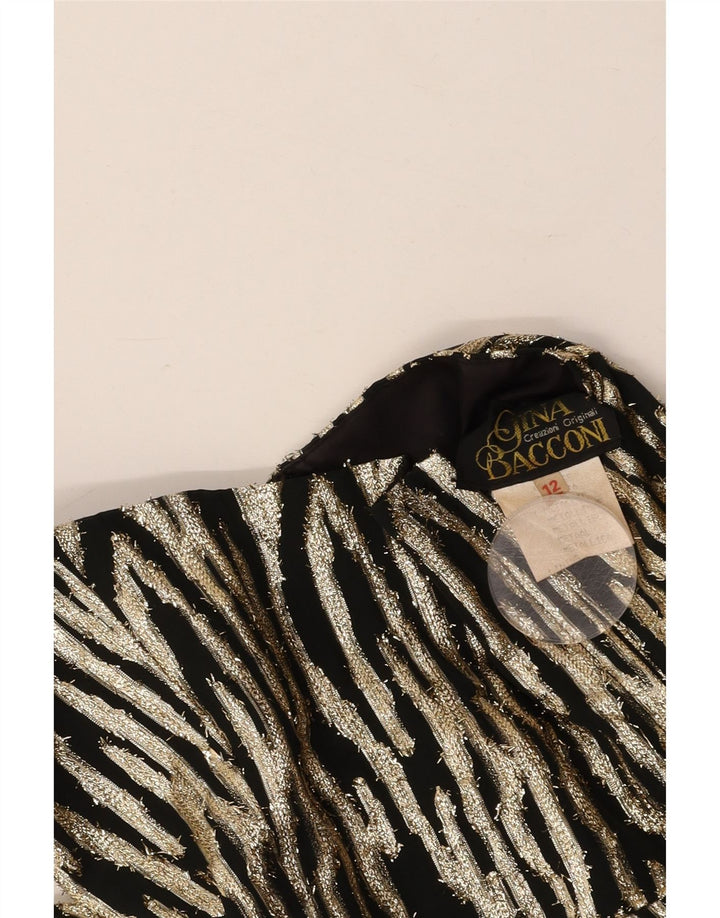 GINA BACCONI Abito senza spalline da donna UK 12 Medio Nero Stampa animalier