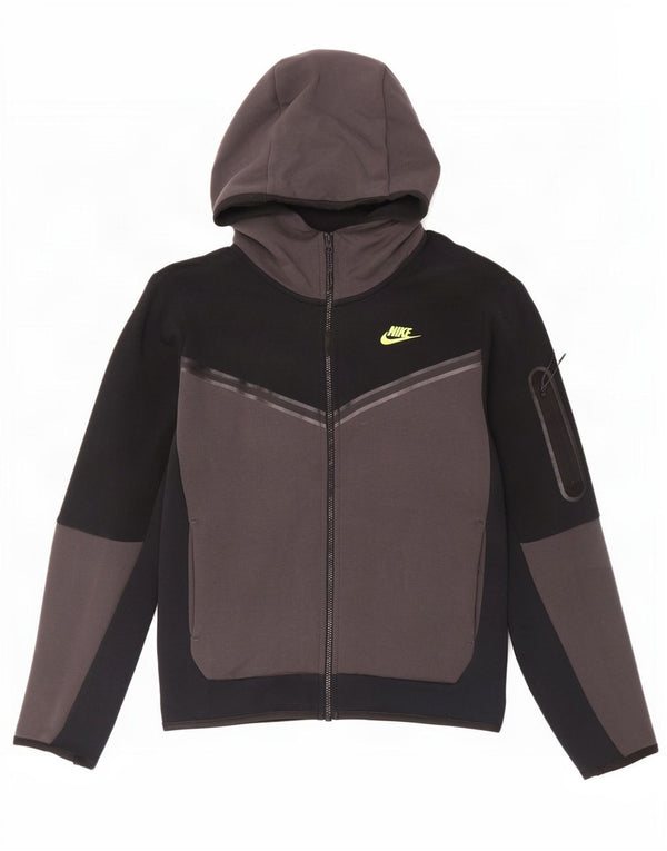 Felpa con cappuccio e zip Nike da uomo, piccola, in cotone color block nero