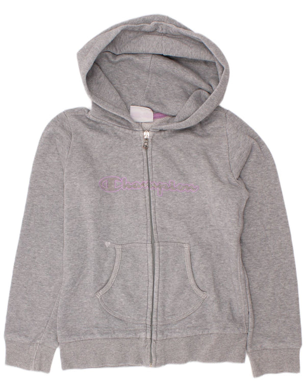 Maglione con cappuccio e zip grafica Champion per ragazze 7-8 anni piccolo grigio chiazzato