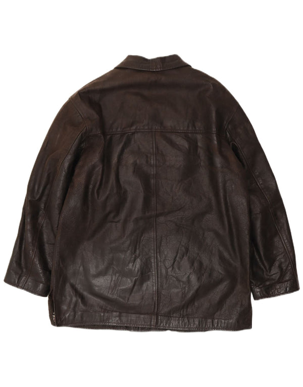 Giacca in pelle vintage da uomo IT 54 2XL Pelle marrone