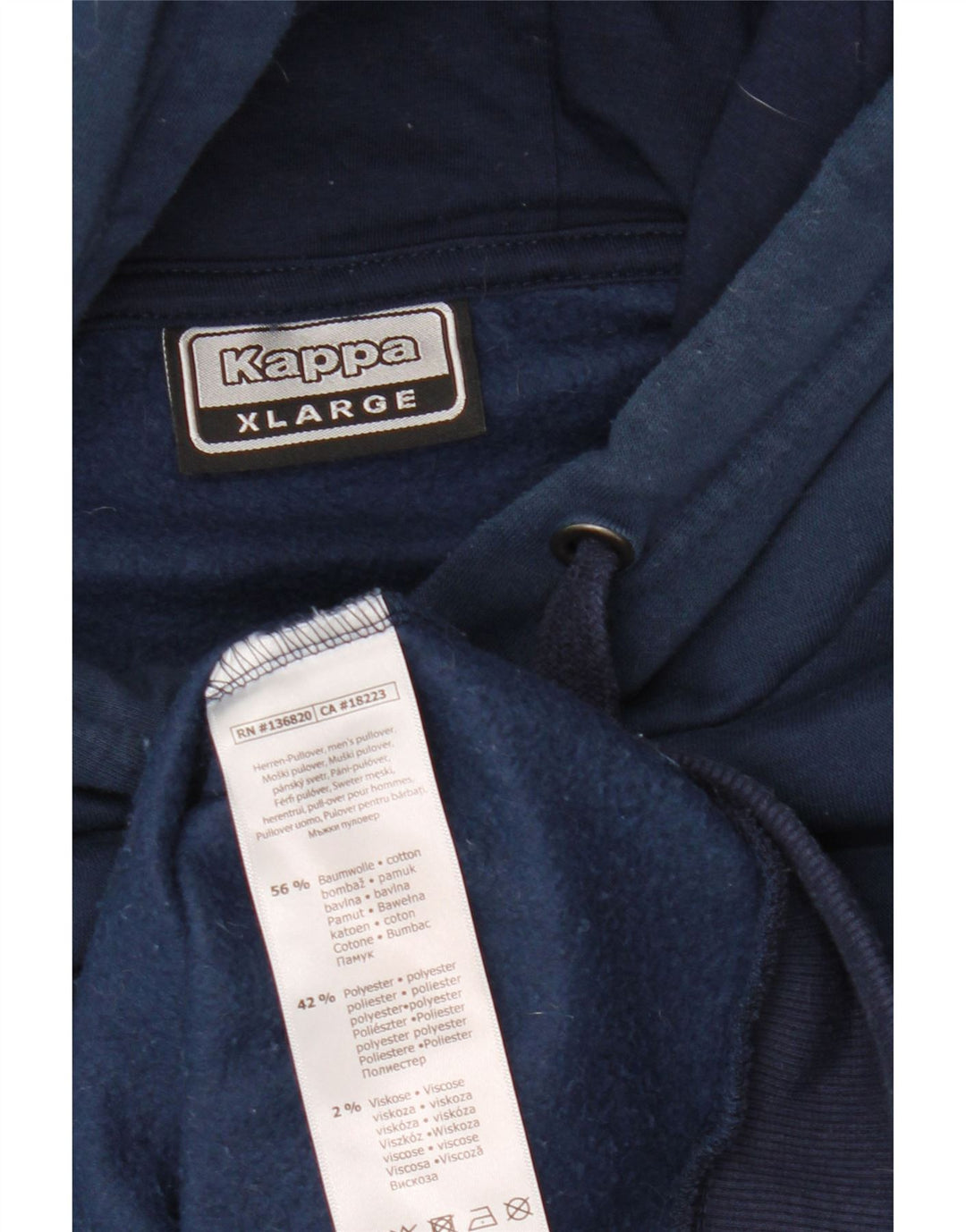 Felpa con cappuccio grafica da uomo Kappa XL in cotone blu navy